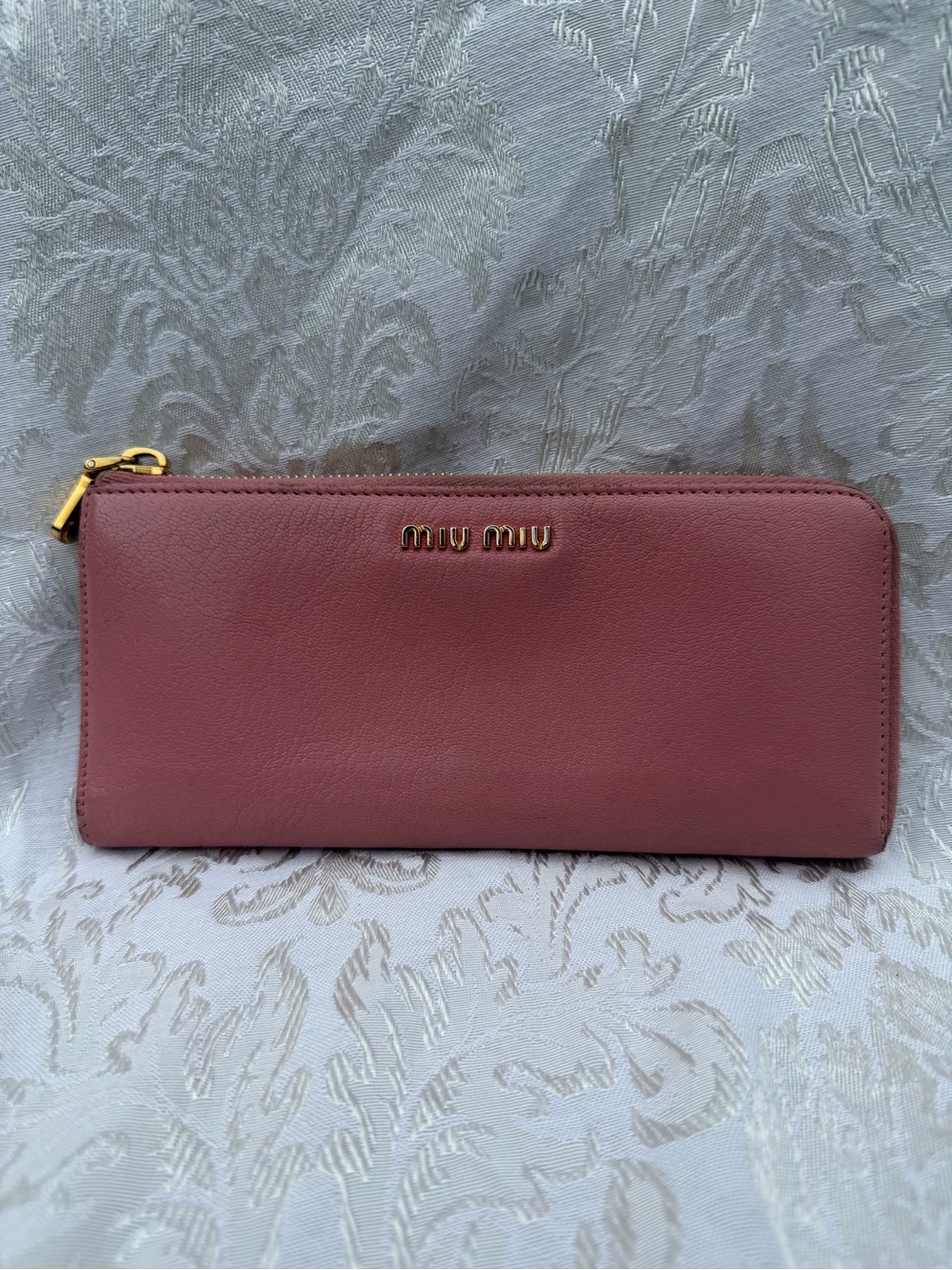 Miu Miu Pink Leather Zip Around Wallet